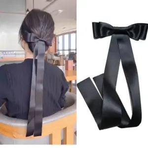 Super Long Bow Streamer Hairpin Top Clip French Girl Ribbon Hair Clips Headdress For Women Girls Party Hair Accessories